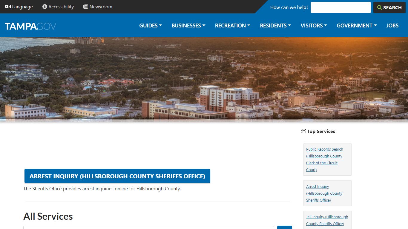 Arrest Inquiry (Hillsborough County Sheriffs Office) - City of Tampa