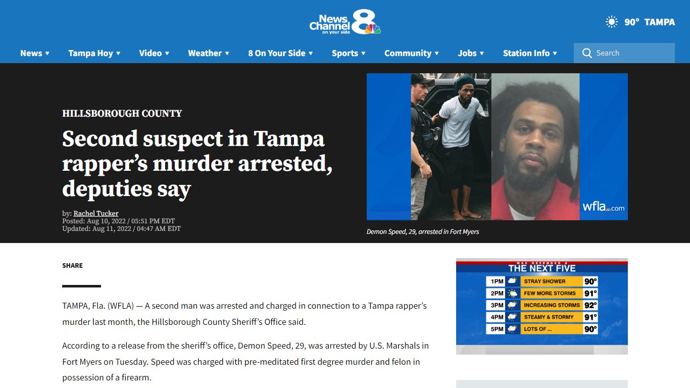 Second suspect in Tampa rapper’s murder arrested, deputies say